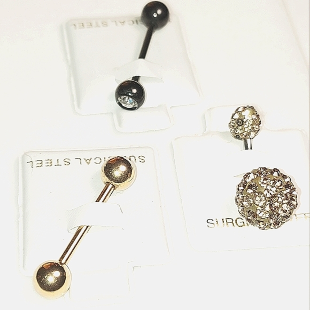 NWT Night Life Set of 3 Stainless Surgical Steel Body Jewelry Set
